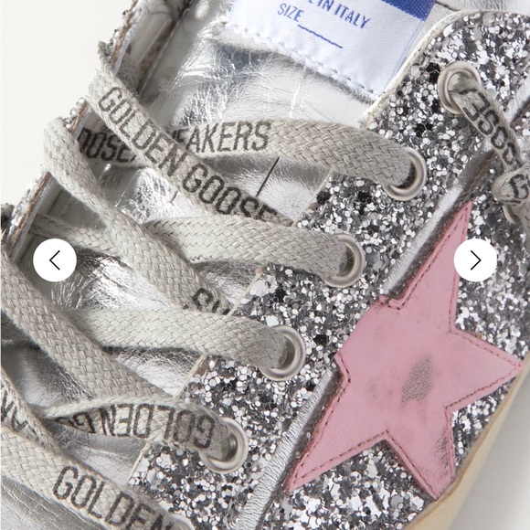 GOLDEN GOOSE Superstar distressed metallic glittered leather sneakers - Picture 3 of 10